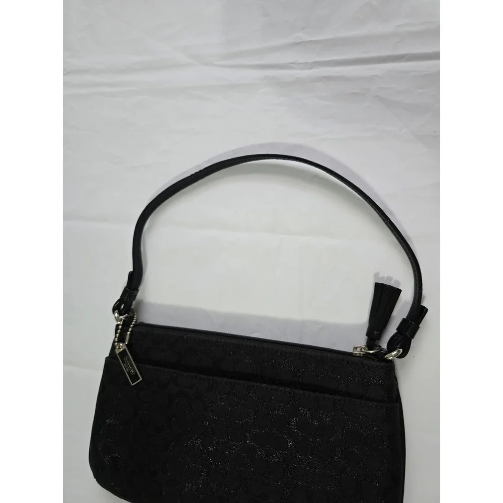 Coach Vintage Y2K Black Signature Monogram Metallic Baguette Shoulder Bag Pink L